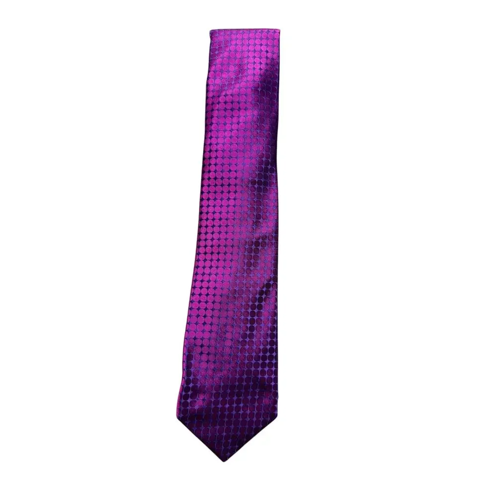 Ted Baker London Magenta Purple Geometric 100% Silk Necktie
